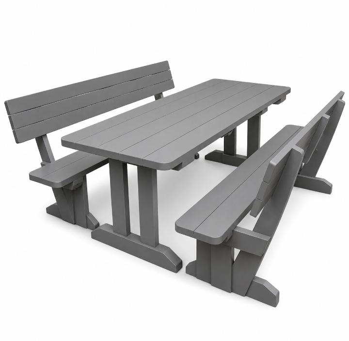 10 Seater White Picnic Bench with backrest