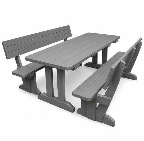 10 Seater White Picnic Bench with backrest