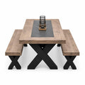 Black and Dark Oak 8 seater Indoor Crossed Leg Set