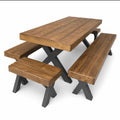 Natural Meranti 6 Seater Crossed Leg Combo Set