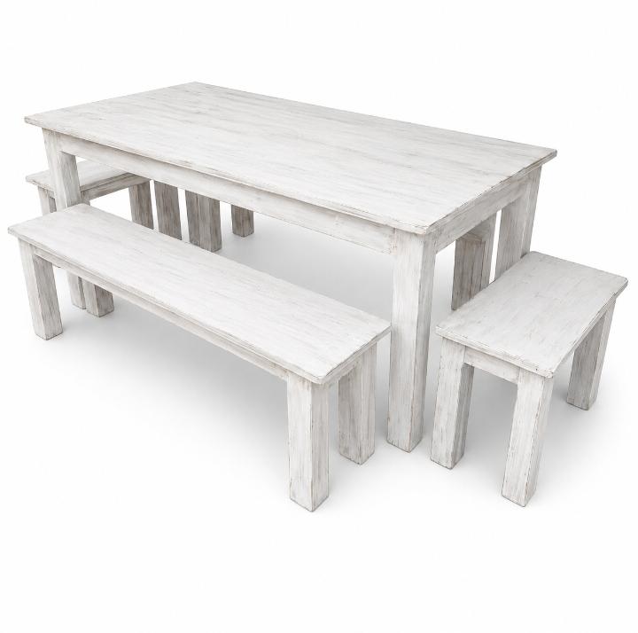 Rustic 8 Seater Table and 2 Benches Set