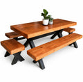 Black and Meranti 10 Seater Crossed Leg Set