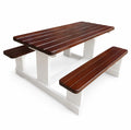White and Brown 6 Seater Walk in Picnic Bench