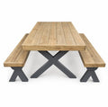 Black and Dark Oak 12 Seater Crossed Leg Set