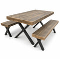 Black Steel legs and Dark Oak Top 6 Seater Set