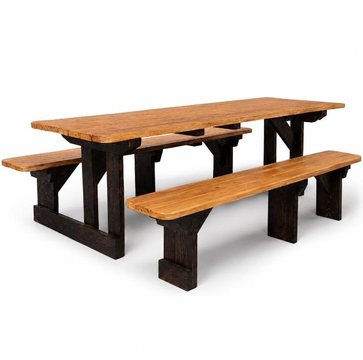 Black and Natural Meranti 10 Seater picnic Bench