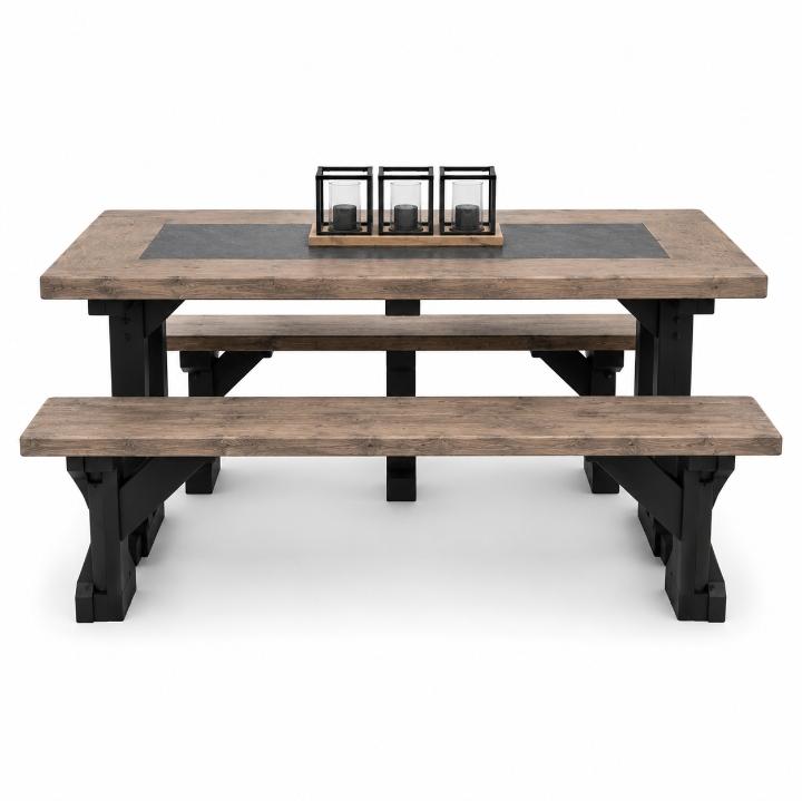 Black and Dark Oak 8 seater Indoor Crossed Leg Set